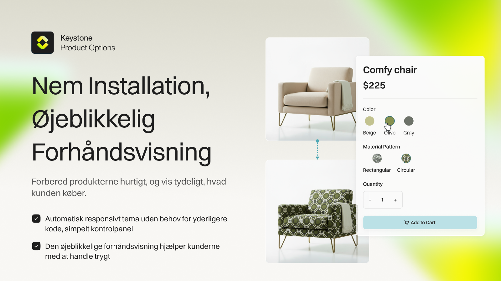 Automatisk tema-styling & live produktopdateringer