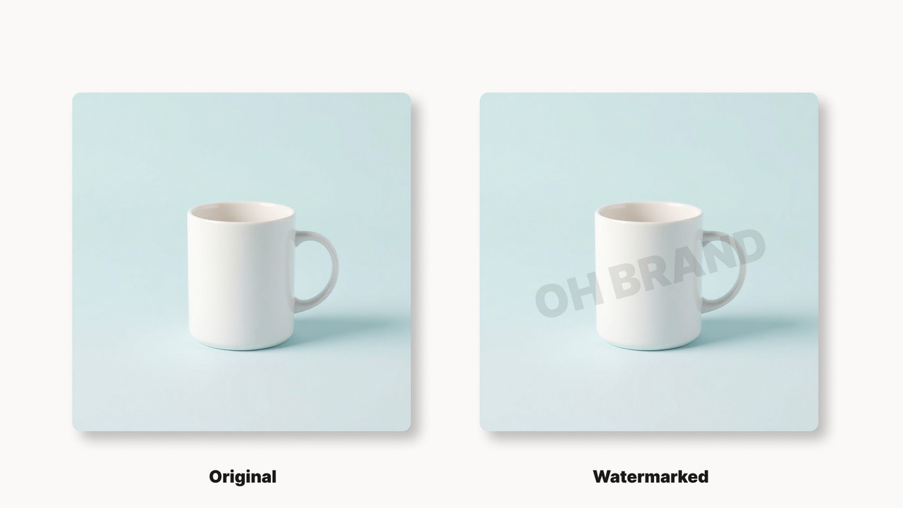 Shopify product image watermark before and after preview