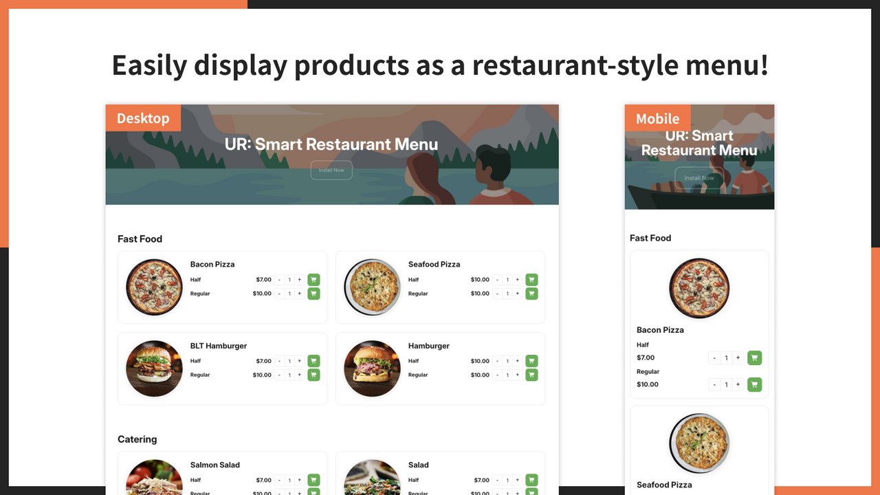 Easily display products as a restaurant-style menu!