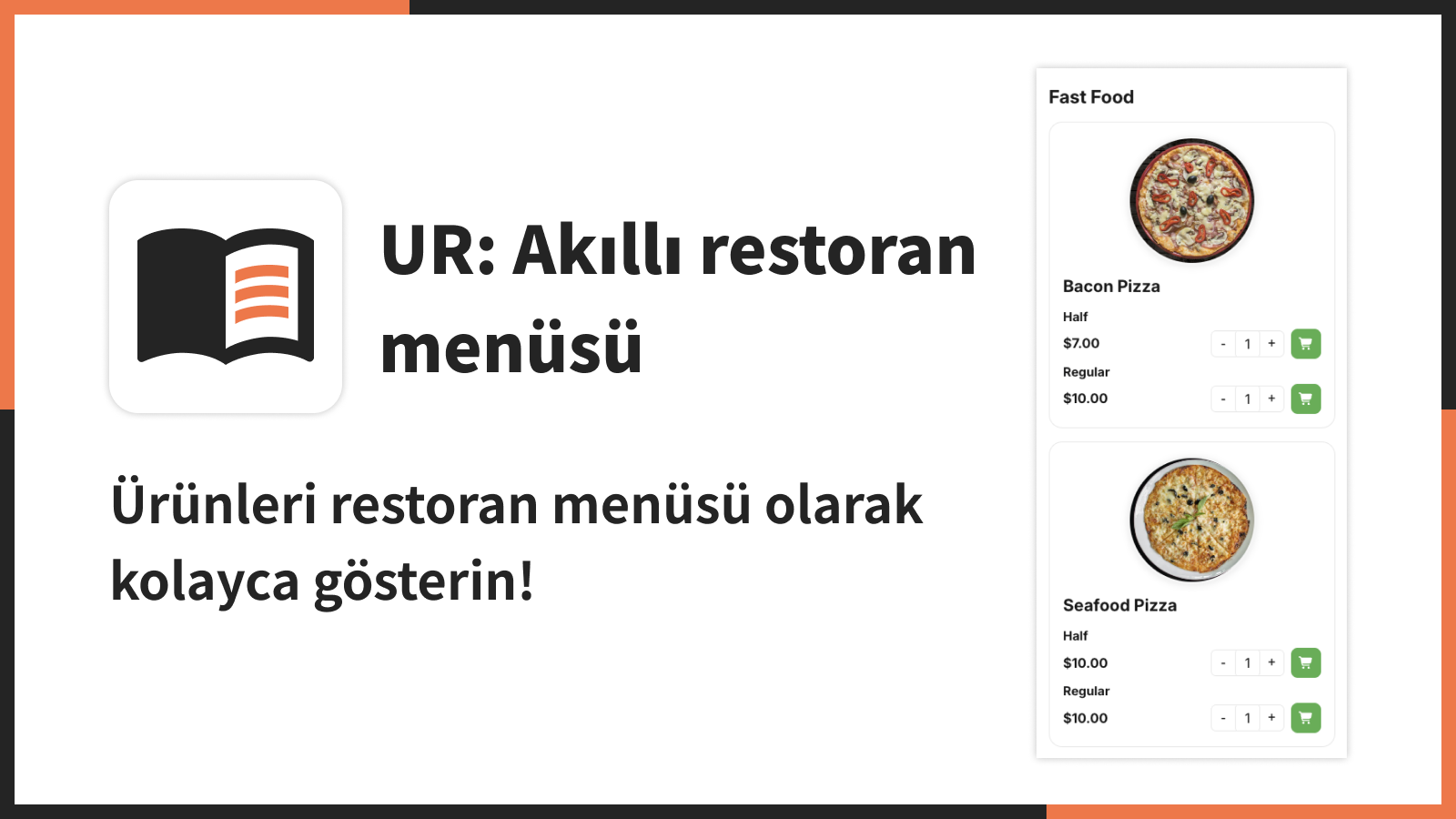 Ürünleri restoran menüsü olarak kolayca gösterin!