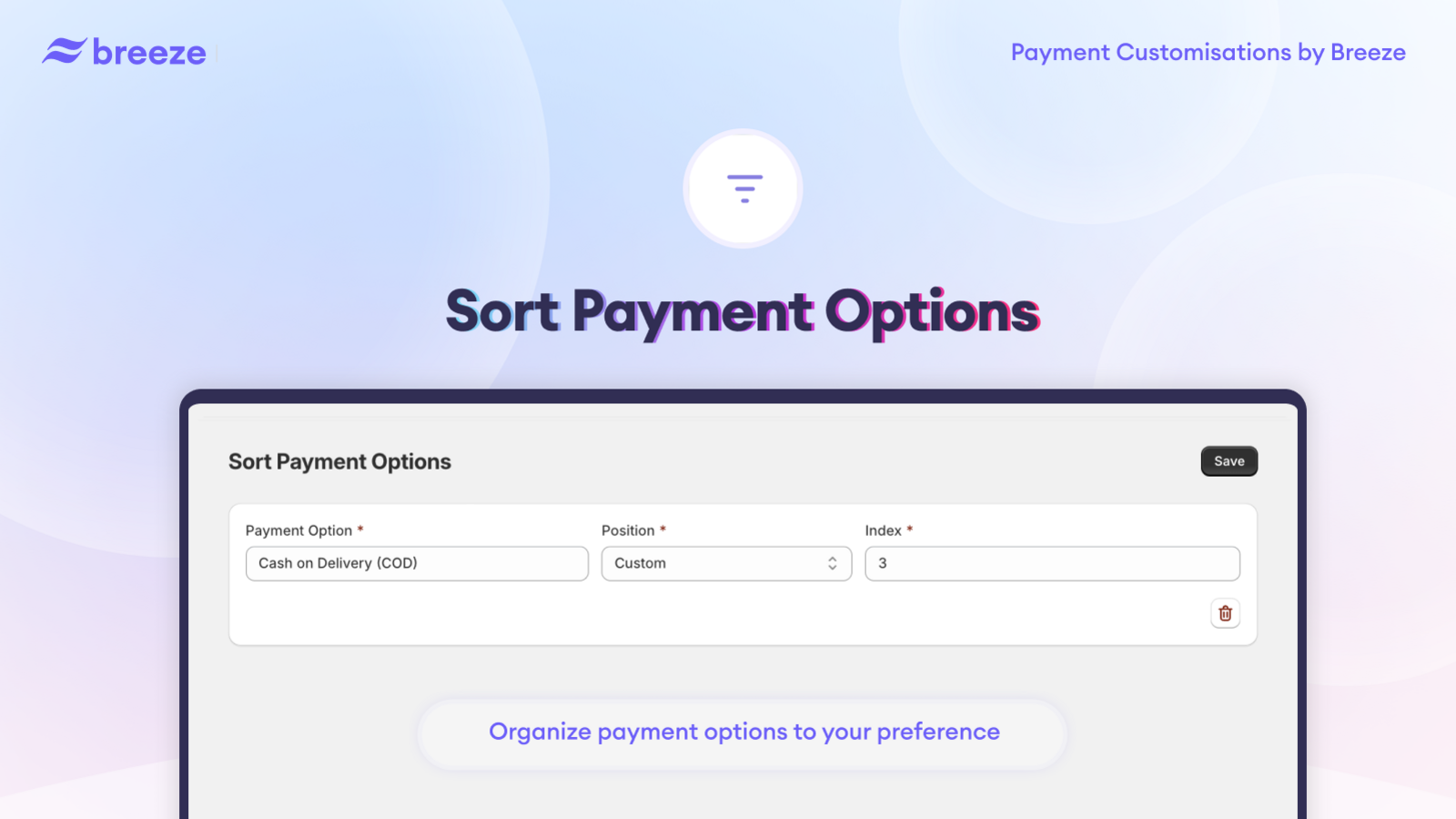 Sort Payment Options