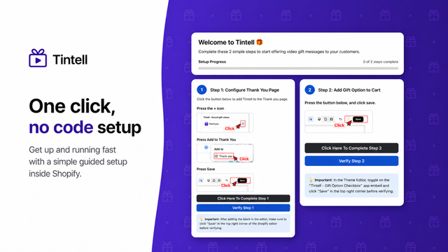 Tintell: one-click, no-code setup for Shopify gift messages