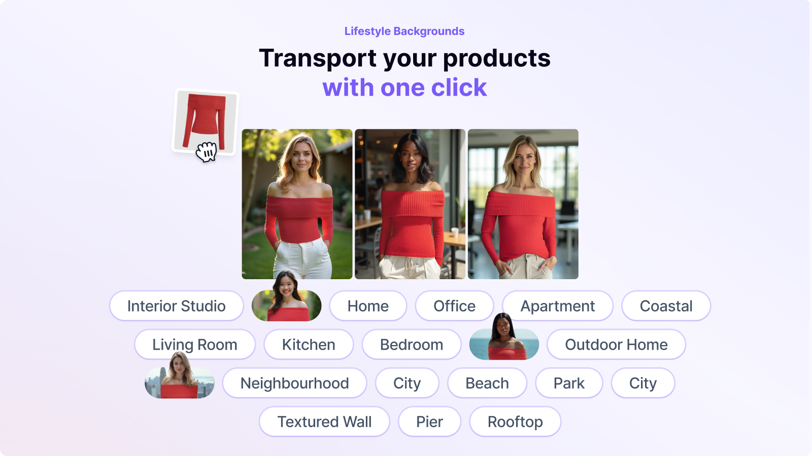 Change backgrounds for AI model photos with Picjam in one click