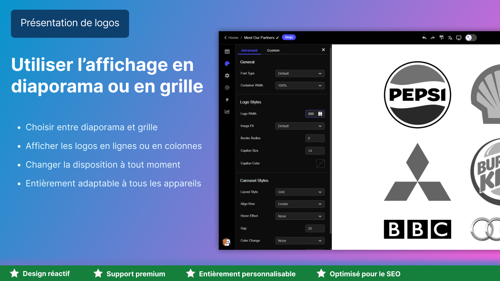 Utilisez l’affichage en carrousel ou en grille