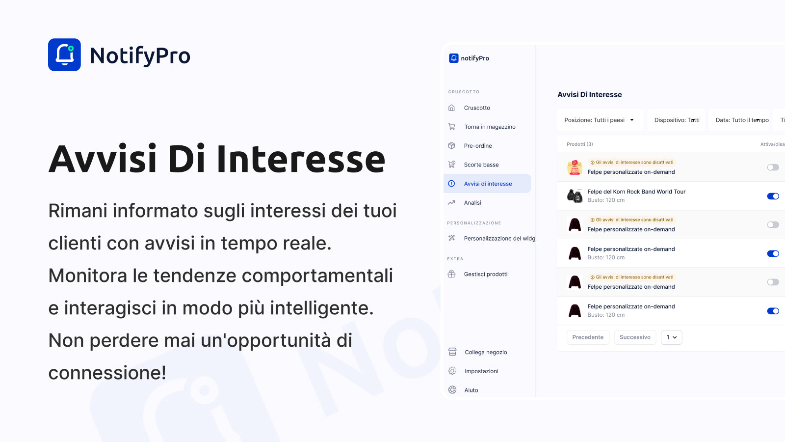 Invia avvisi basati sugli interessi