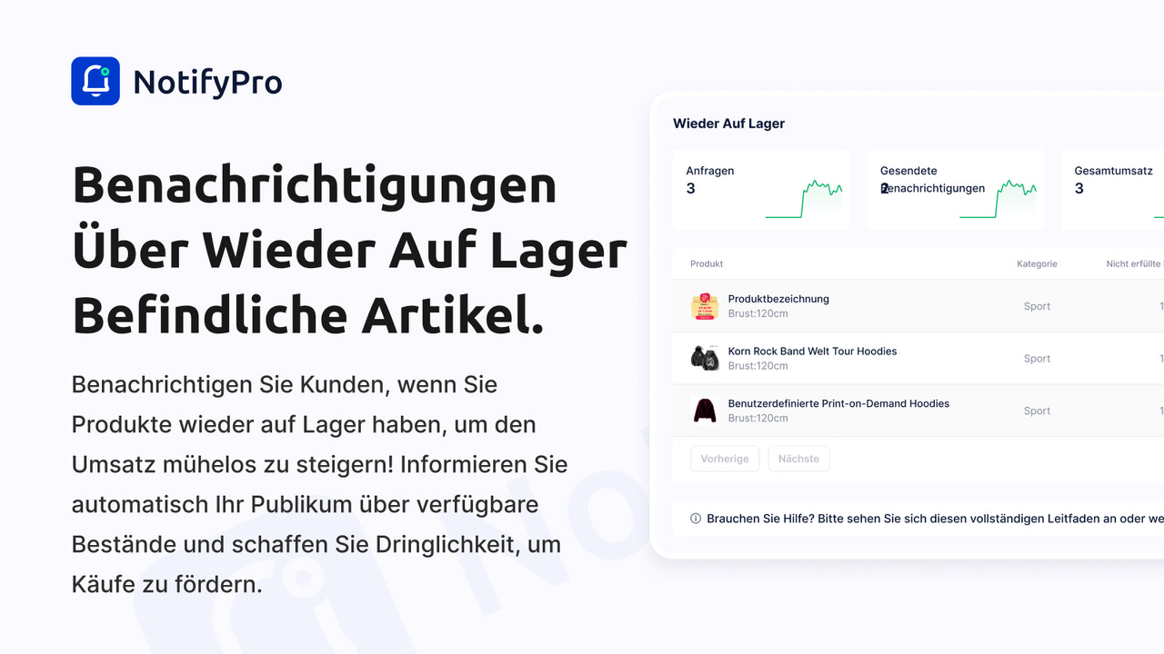 Benachrichtigung bei Lagerauffüllung