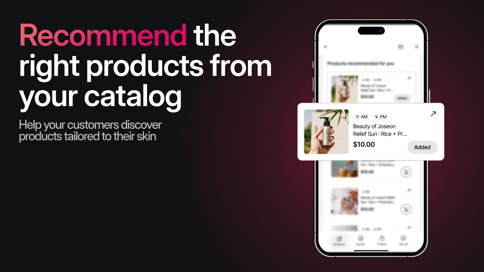 AI-powered product recommendations from product catalog