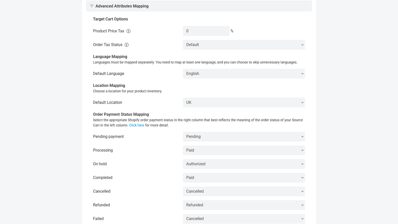 Zahlungsstatus für Bestellungen WooCommerce zu Shopify