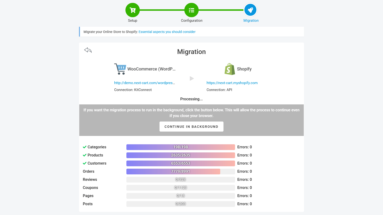Processus de migration WooCommerce vers Shopify