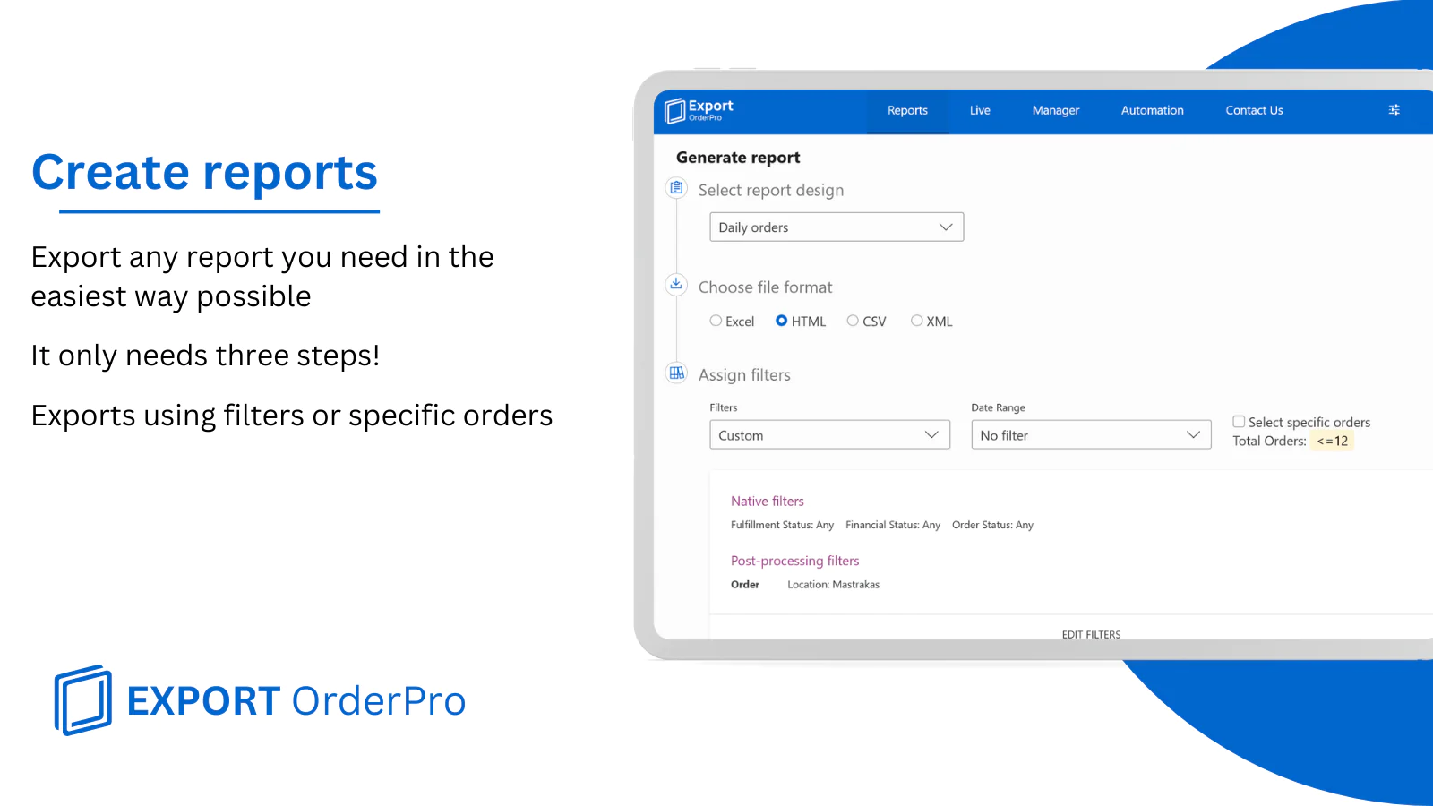 Create reports with a simple UI