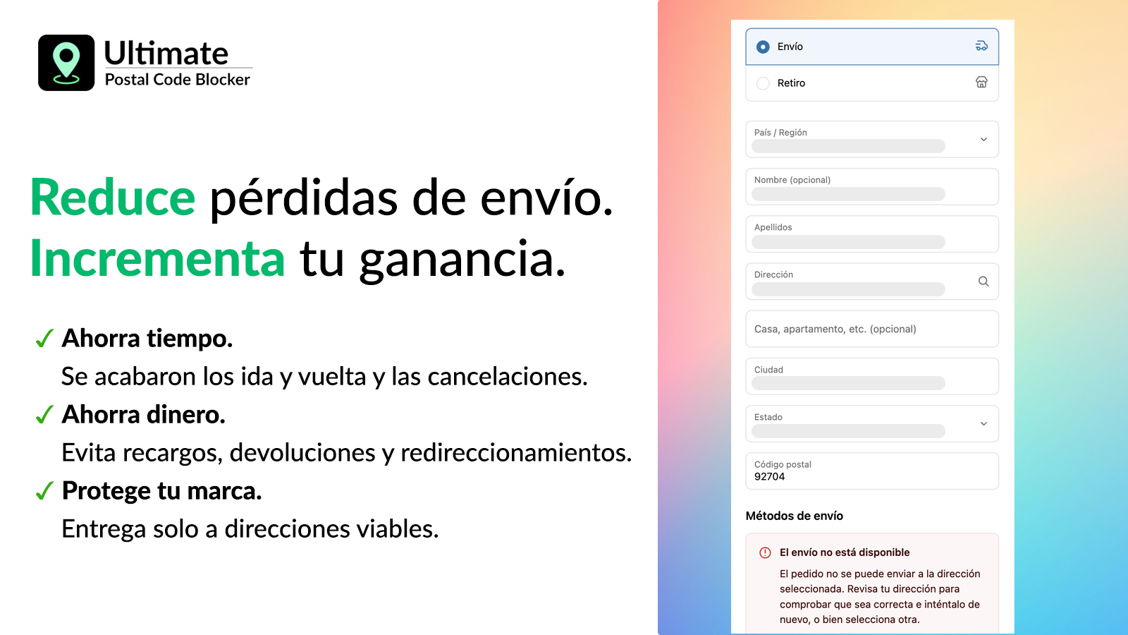 Reduce pérdidas de envío. Aumenta la ganancia.