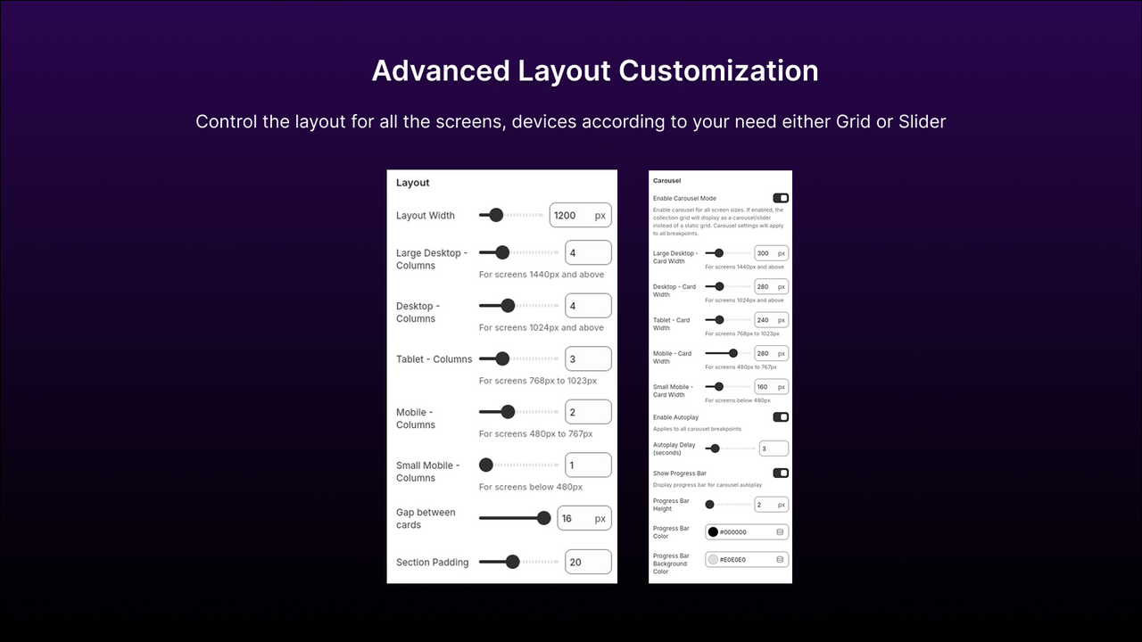 Collection - Slider & Grid: Advanced Customization