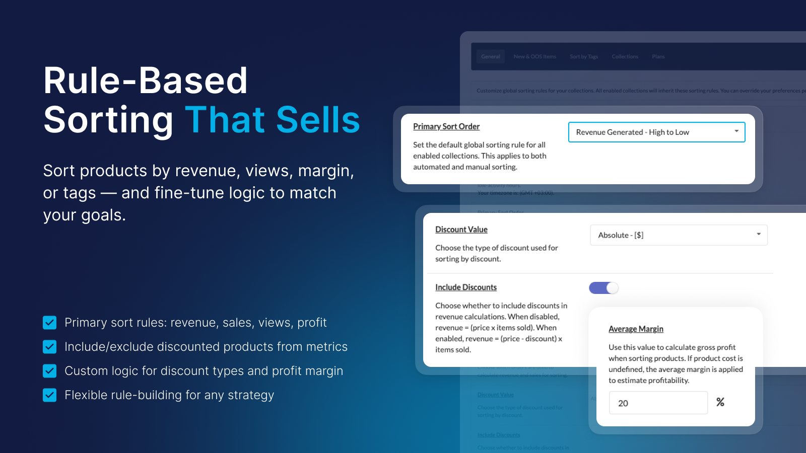 Sort Shopify products by revenue, views, profit, and tags