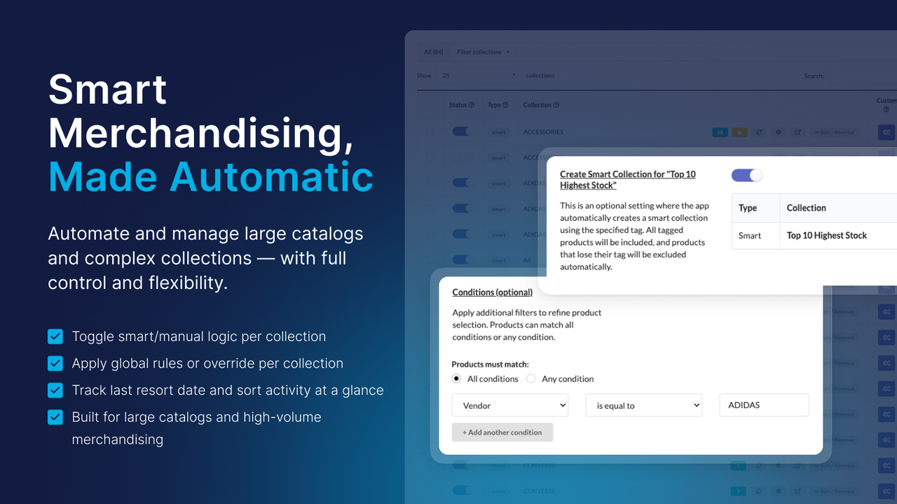 Manual or smart sorting with full control by collection