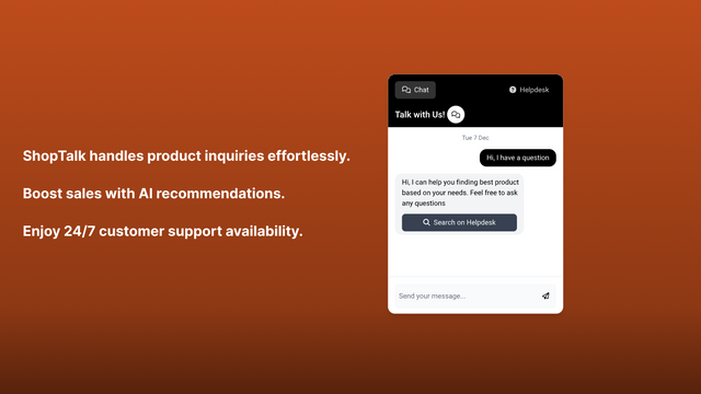 ShopTalk handles 90% of inquiries effortlessly.