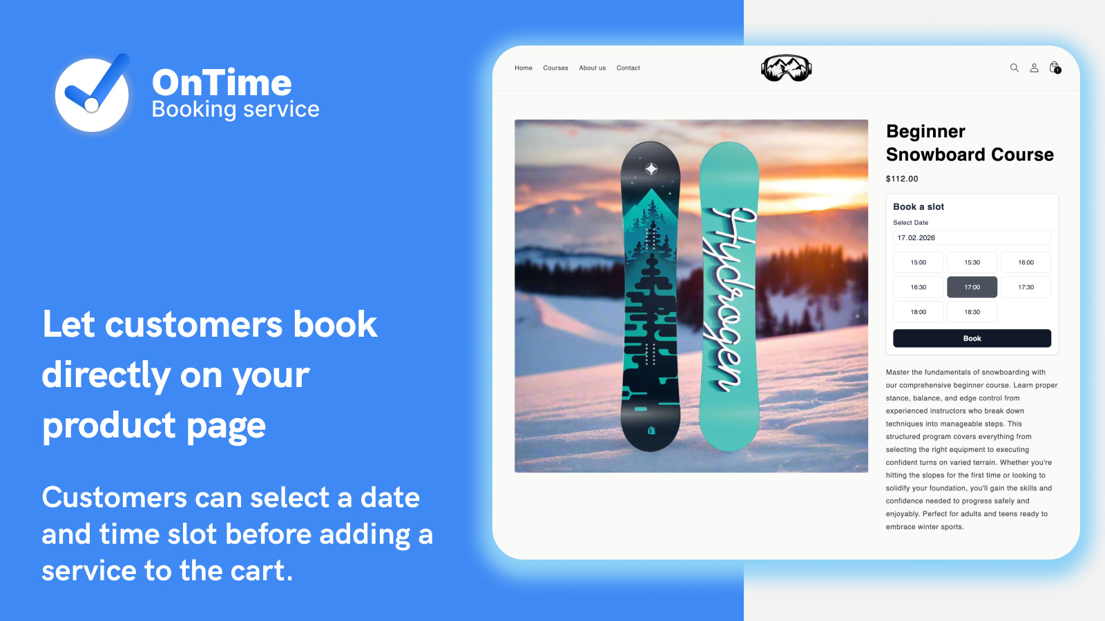 Configure services and availability in the OnTime dashboard