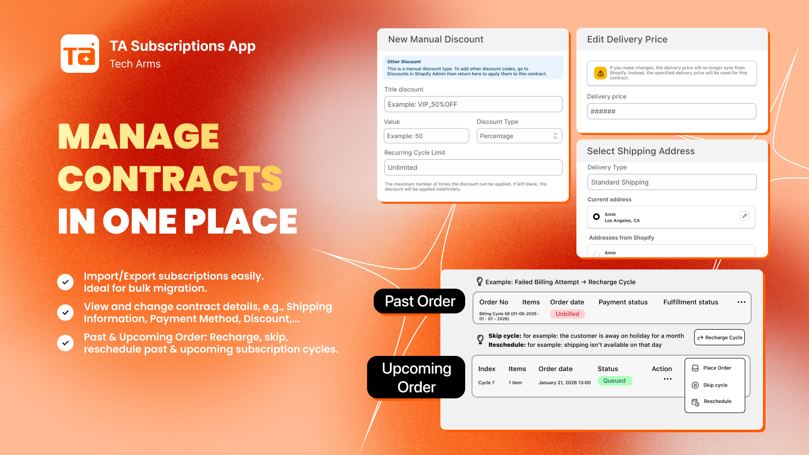 Multiple subscription plans: weekly, bi-weekly, monthly, yearly