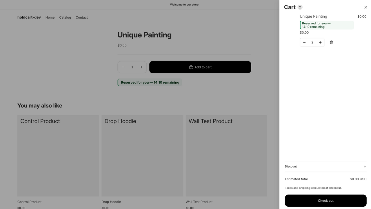 Cart with reserved product