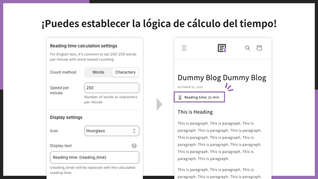 ¡Puedes establecer la lógica de cálculo del tiempo!