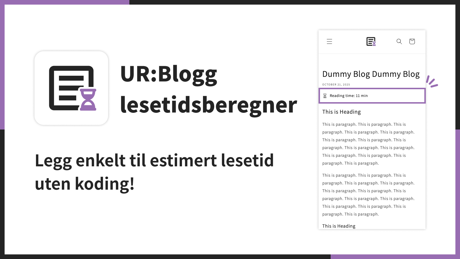 Legg enkelt til estimert lesetid uten koding!