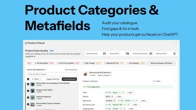 Product Categories & Metafields to match Shopify's Taxonomy