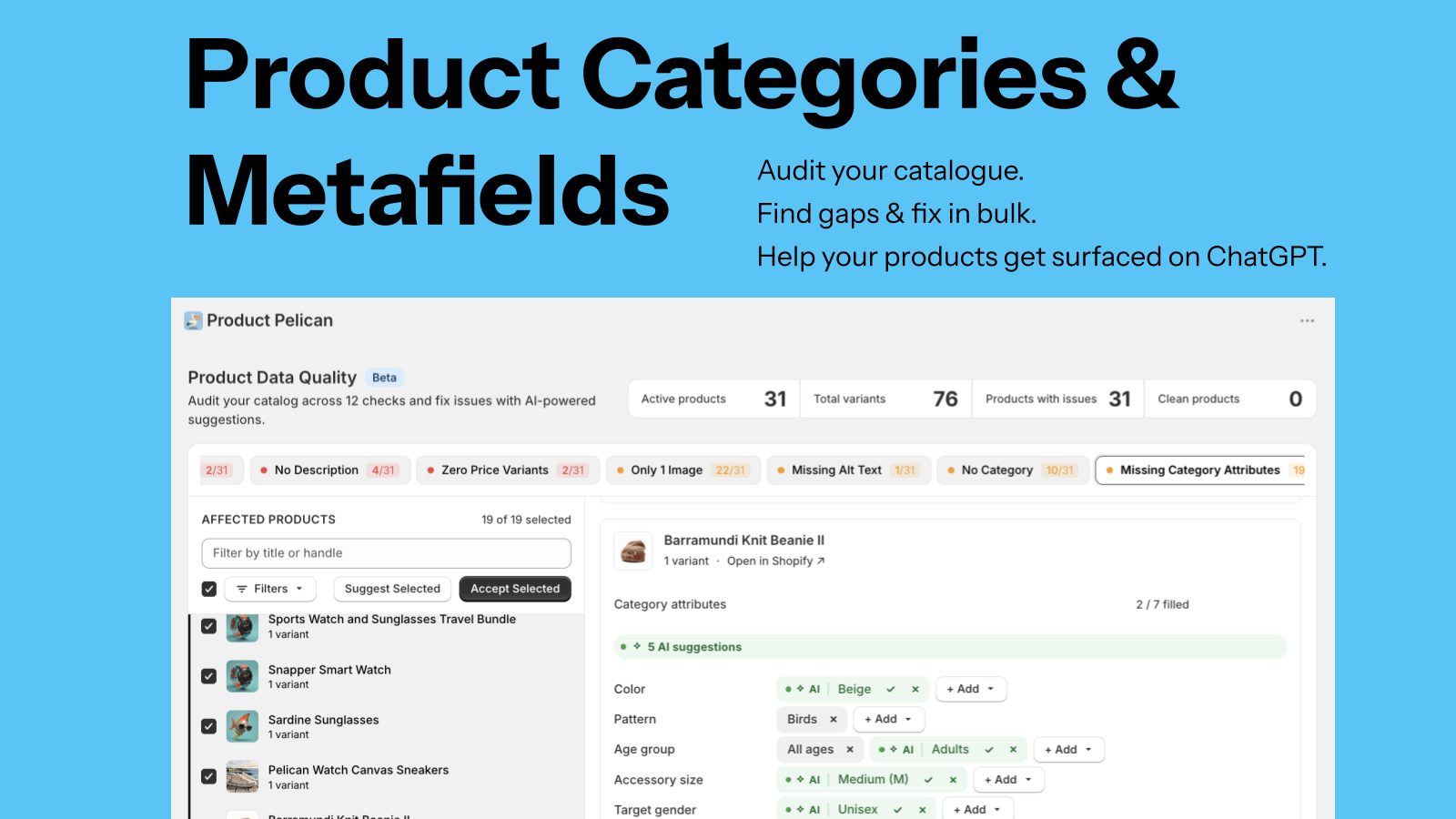 Product Categories & Metafields to match Shopify's Taxonomy