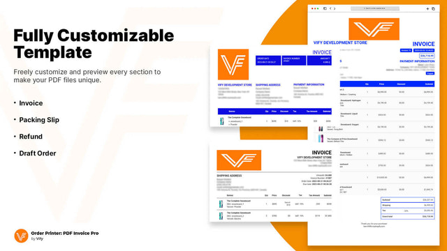 เทมเพลตที่ปรับแต่งได้ - แอปออกใบแจ้งหนี้ Vify