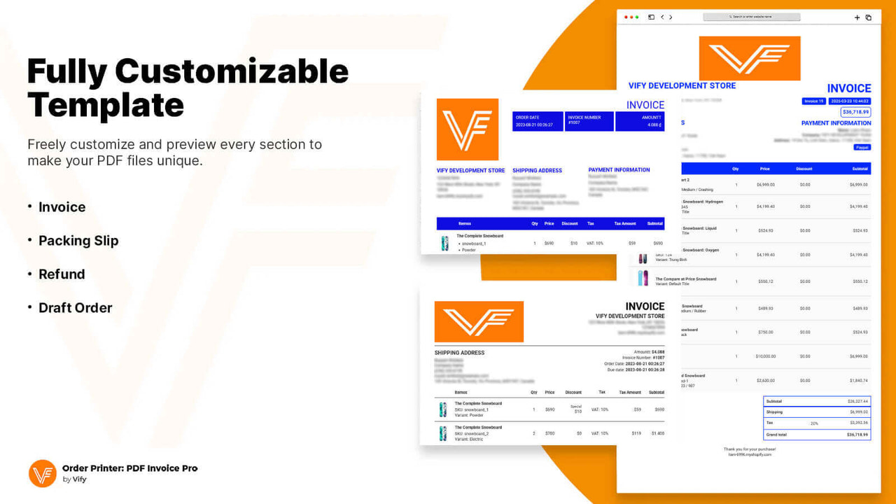 Přizpůsobitelné šablony - fakturační aplikace Vify