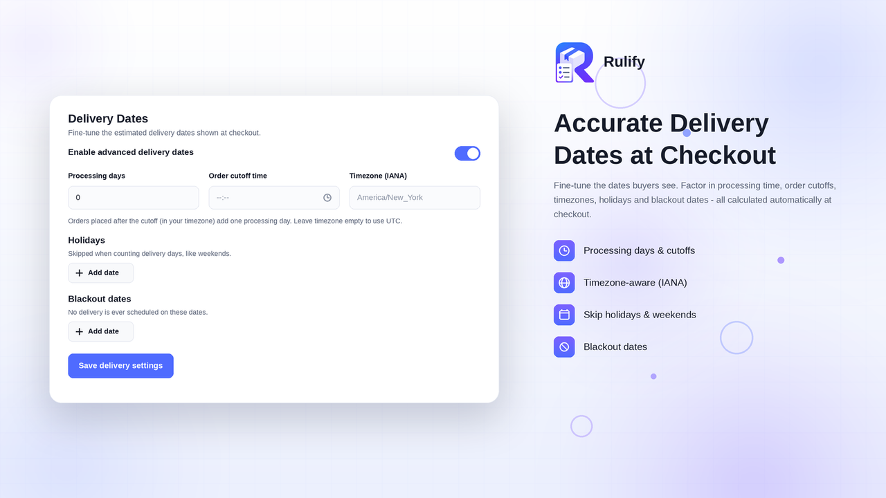 Delivery dates