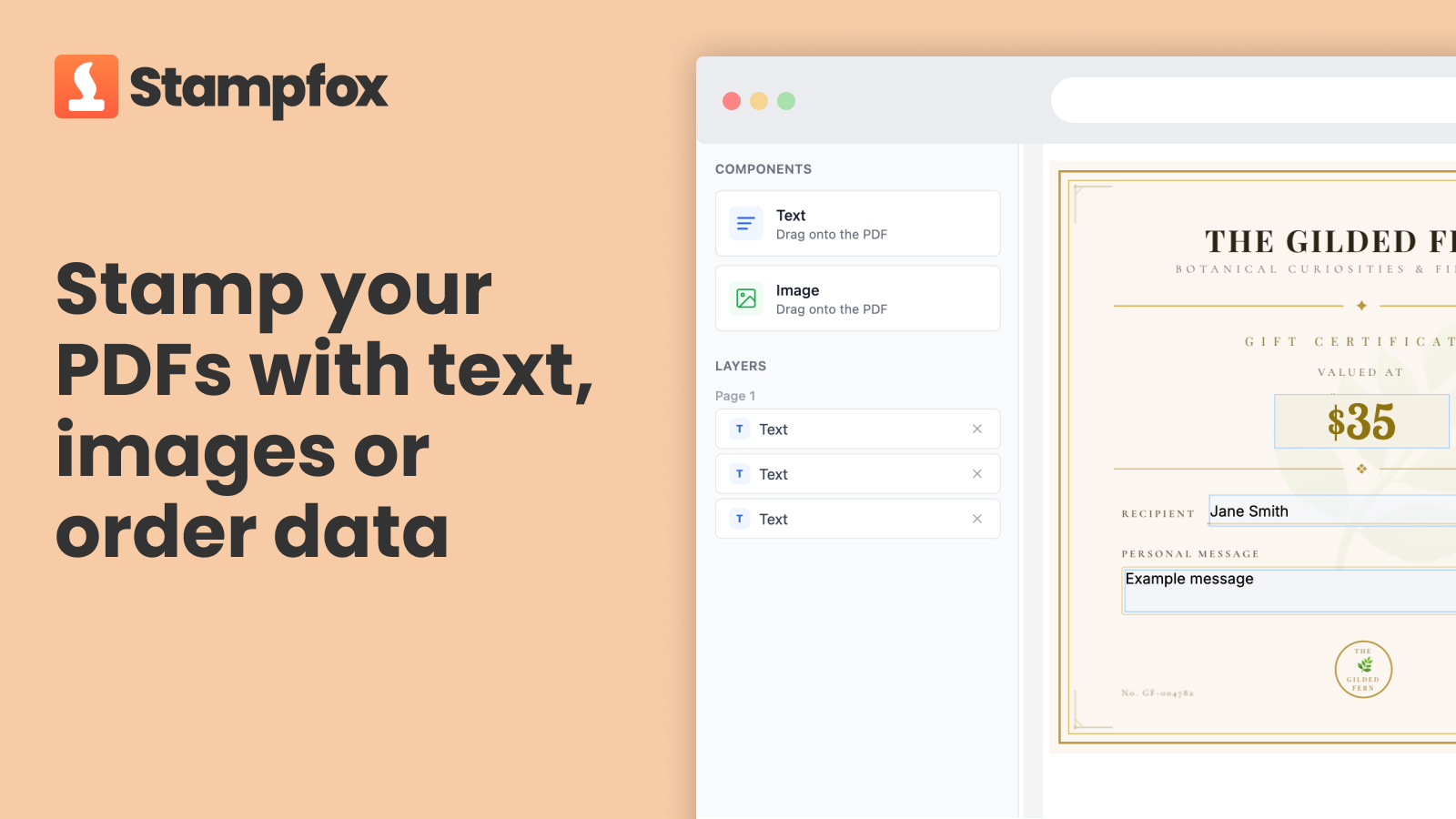 Stampfox PDF personalization app