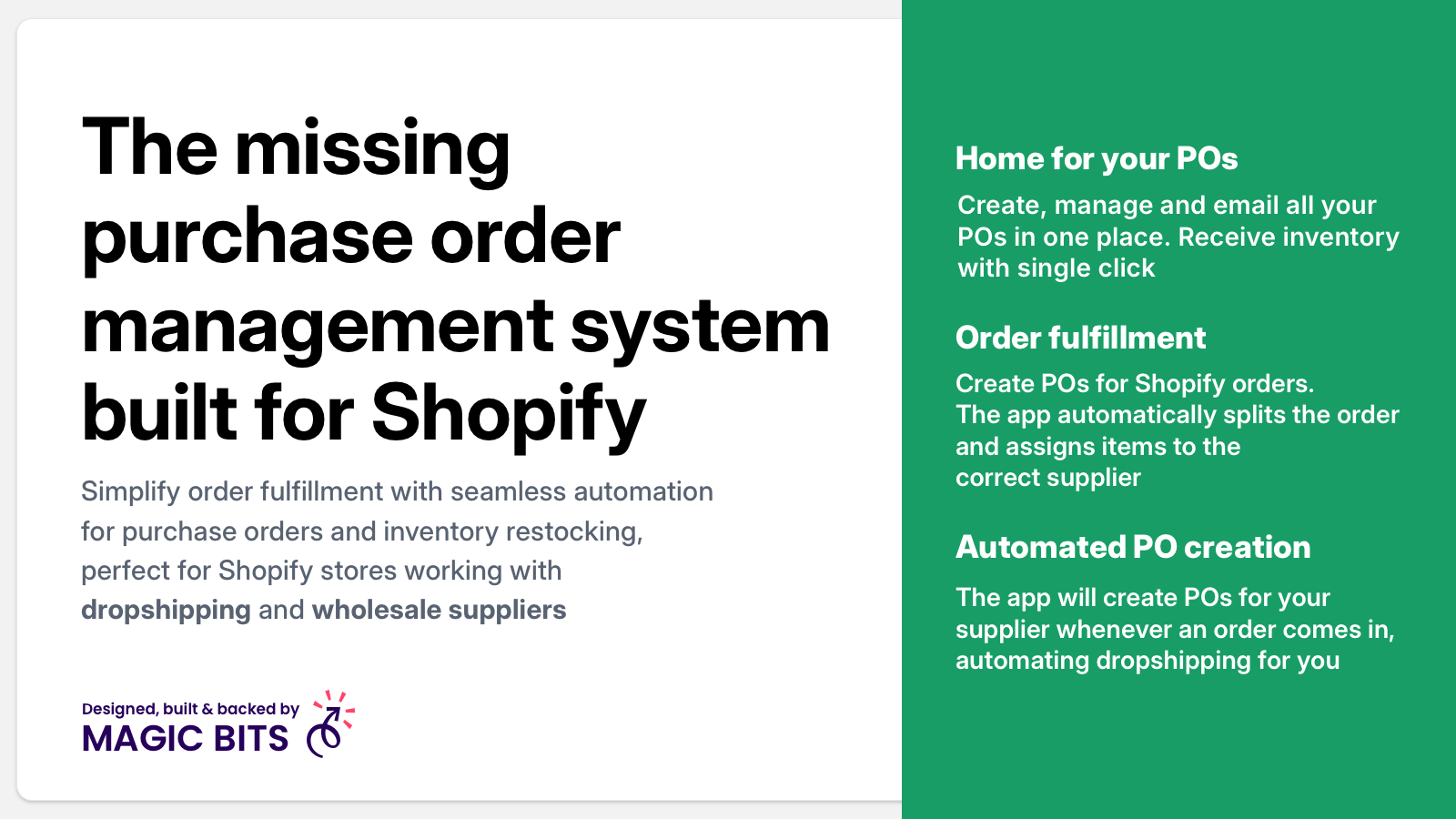 The missing purchase order management system for Shopify