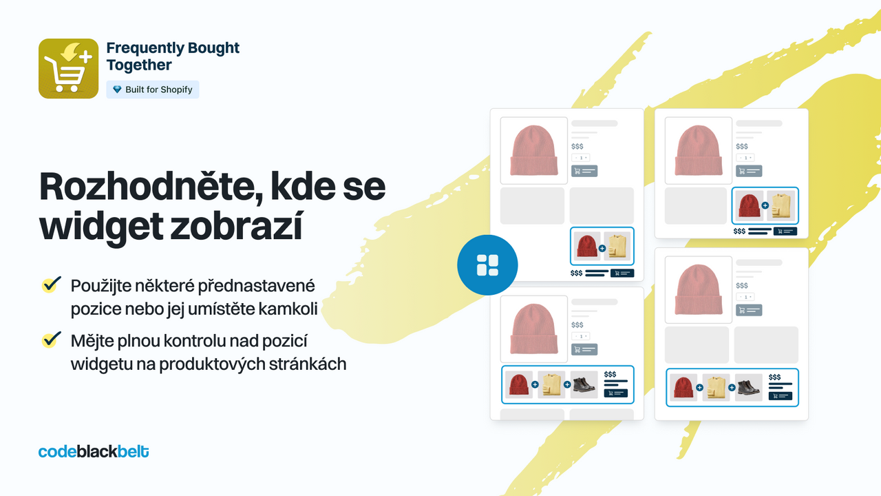 Vyberte umístění widgetu v různých rozloženích stránky