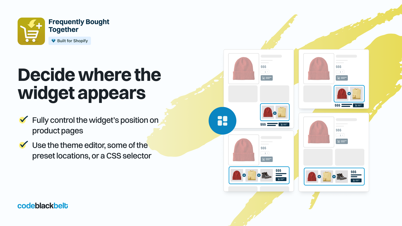 Choose widget placement across different product page layouts