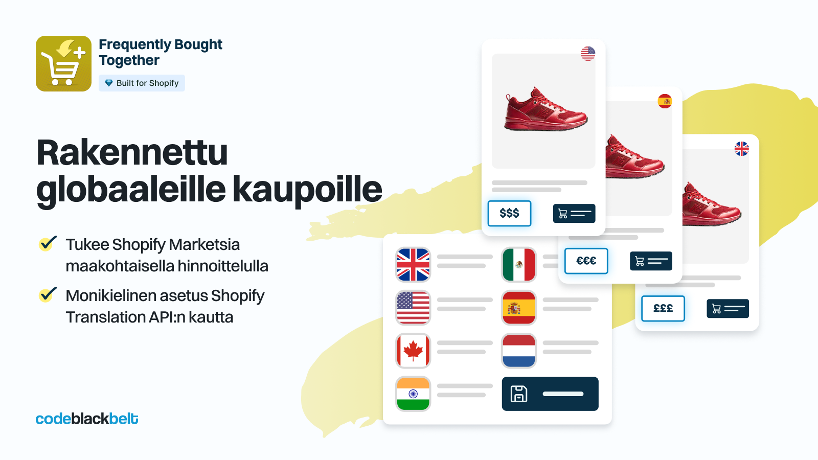 Tuki useille valuutoille ja kielille kansainväliseen myyntiin