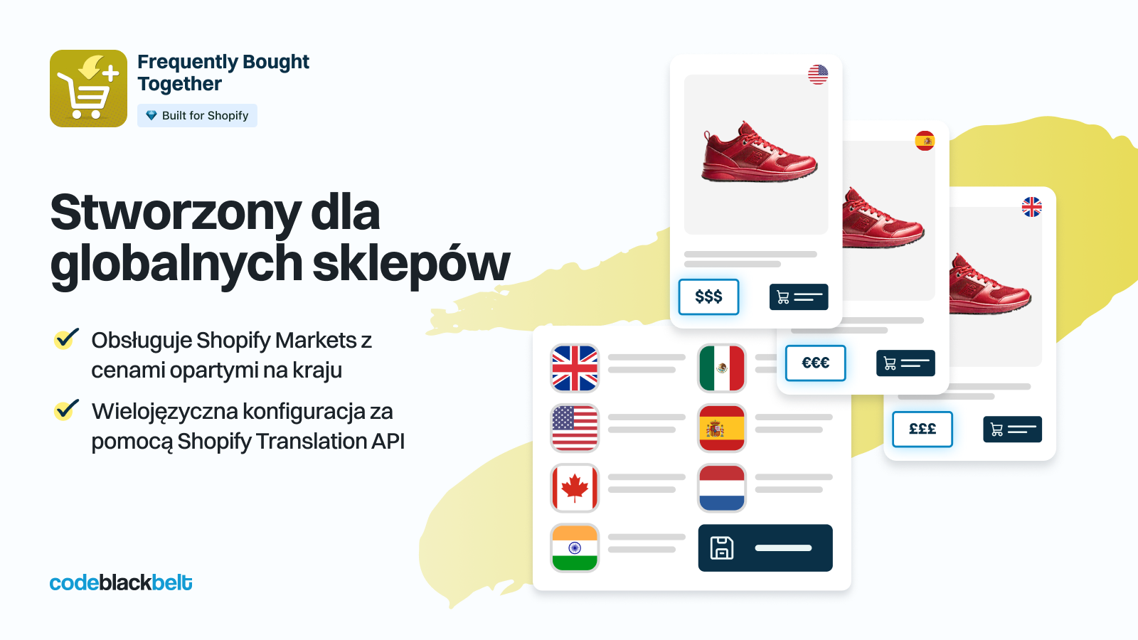 Obsługuje wiele walut i języków dla sprzedaży globalnej