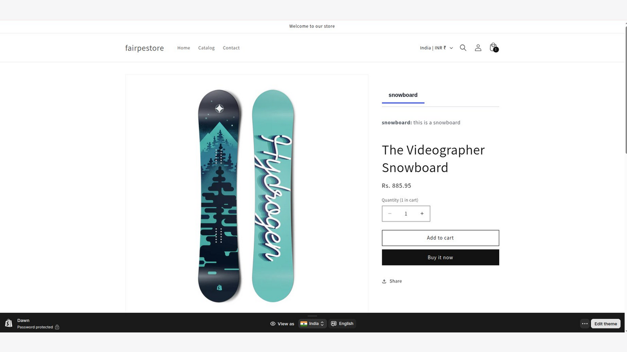 Product page with custom tab displaying product information