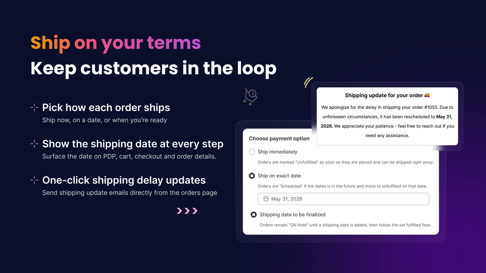 Flexible shipping options and shipping updates