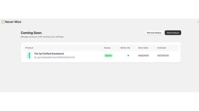 Product list where sellers can figure out what is live 