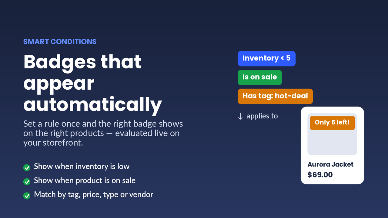 Regras inteligentes: selos automáticos