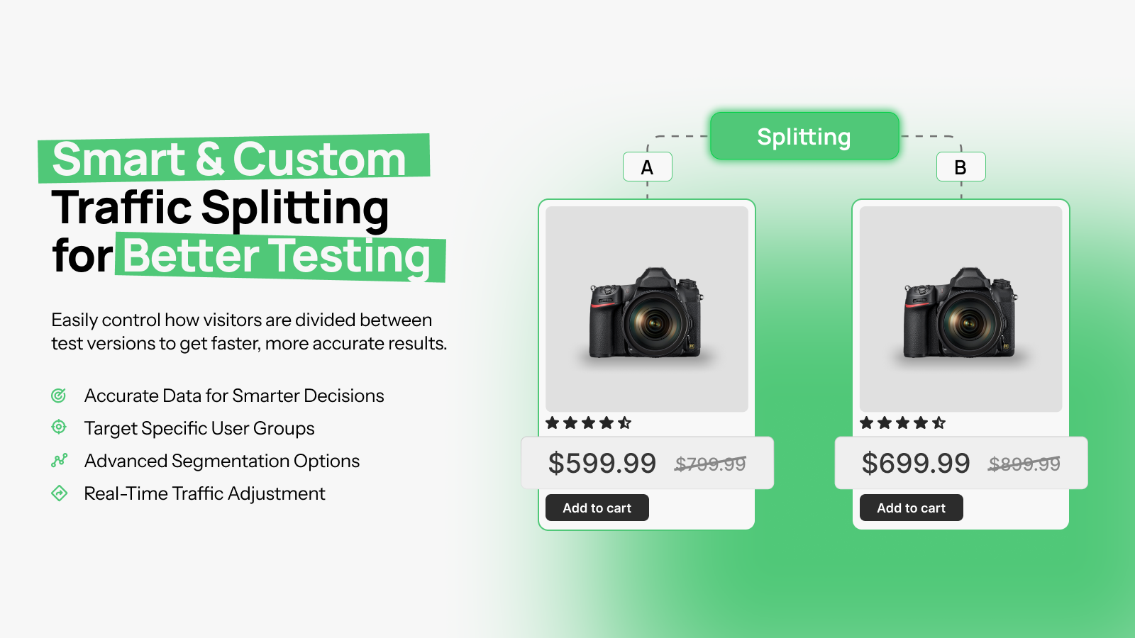 Custom traffic splitting with up to 5 audiences