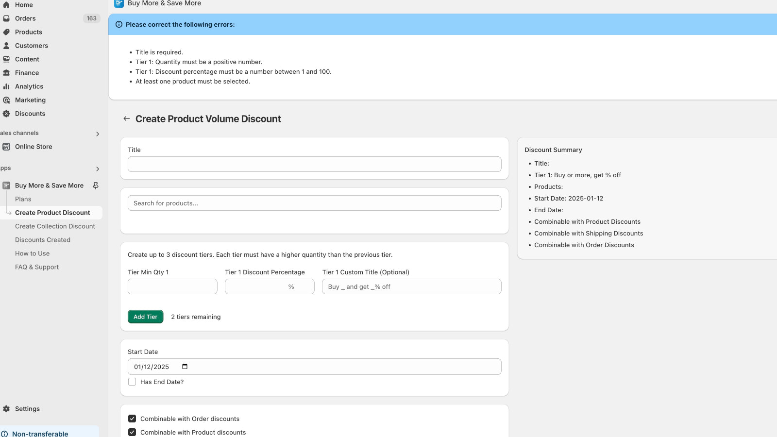 Creating a product discount