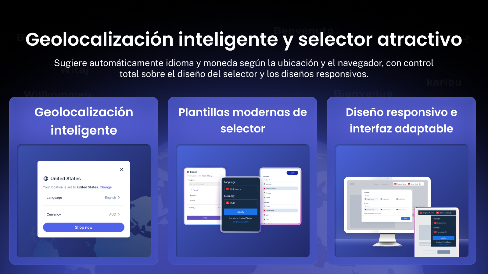 Geolocalización inteligente y diseño moderno de selector