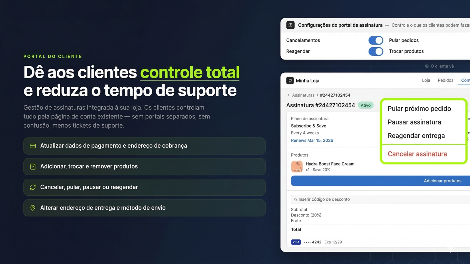 subscribee tem portal self-service e subscribe and save integrad