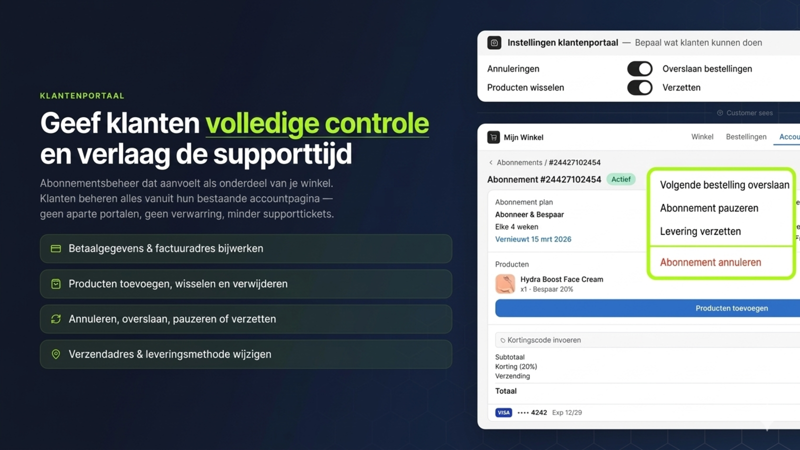 Subscribee heeft een self-serve portal