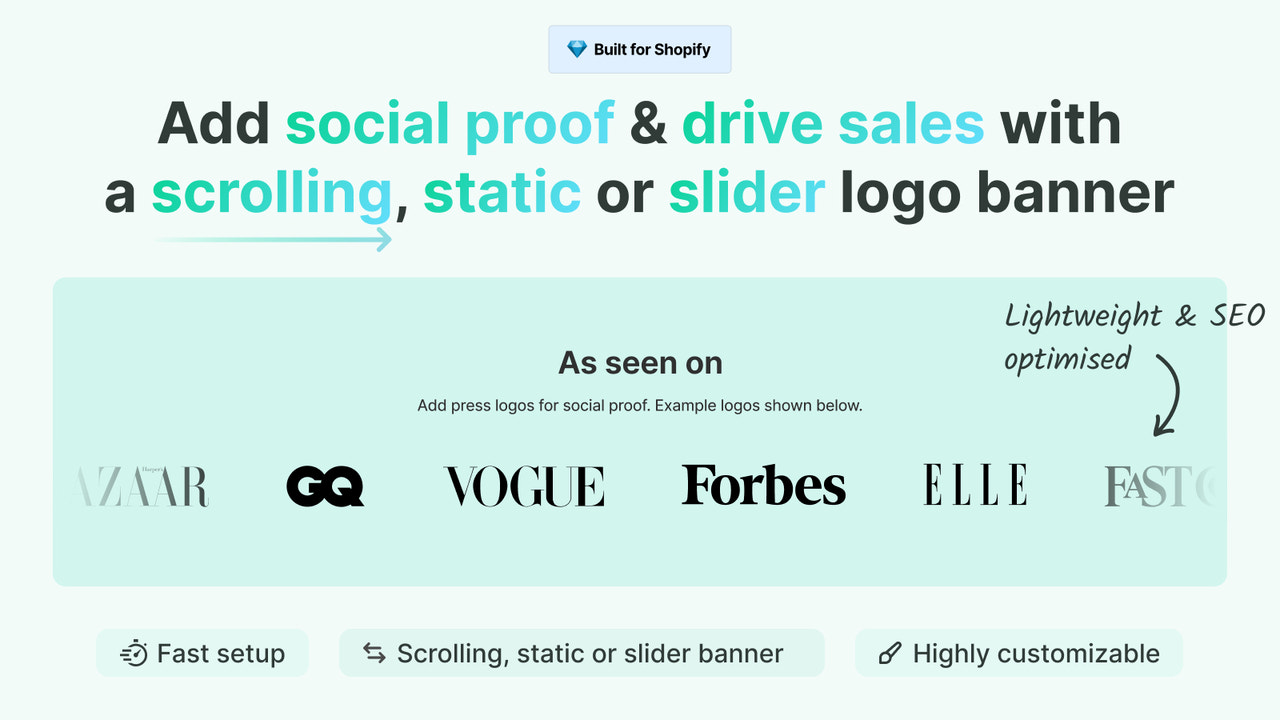 Add social proof & drive sales with  a scrolling logo banner