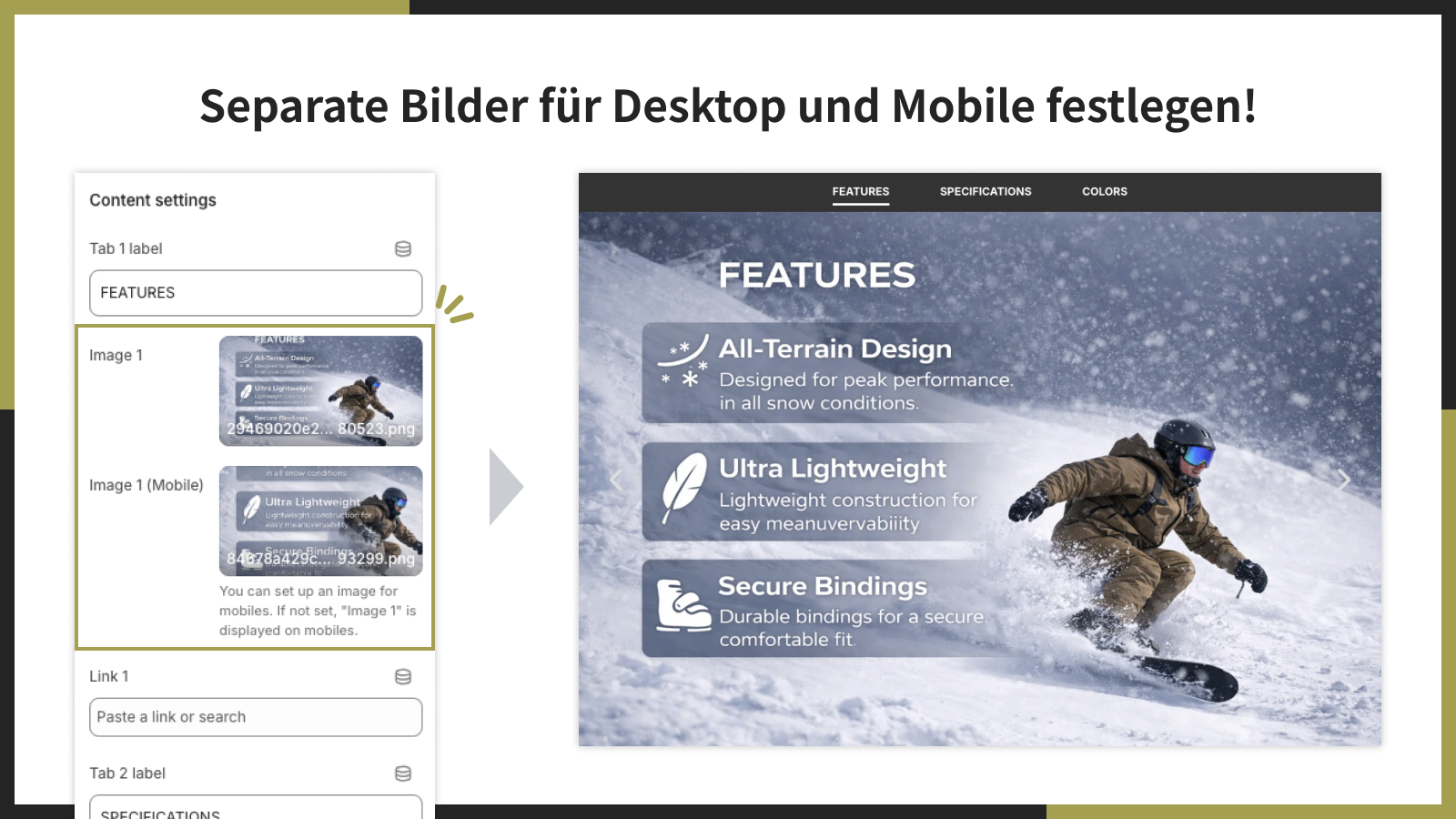 Separate Bilder für Desktop und Mobile festlegen!