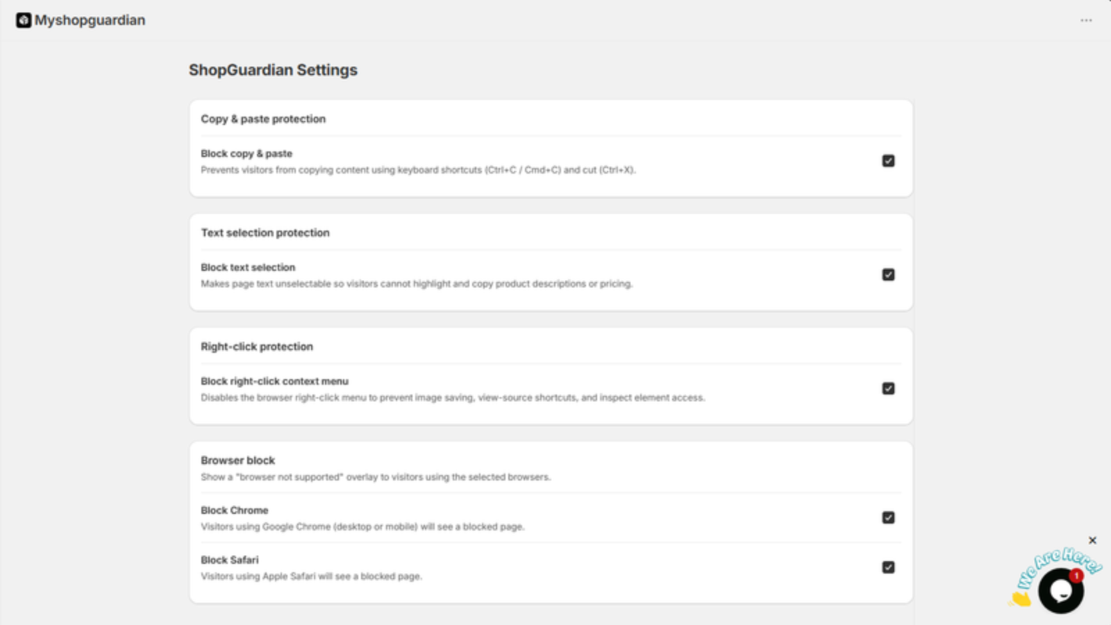 easy setting to start securing your store