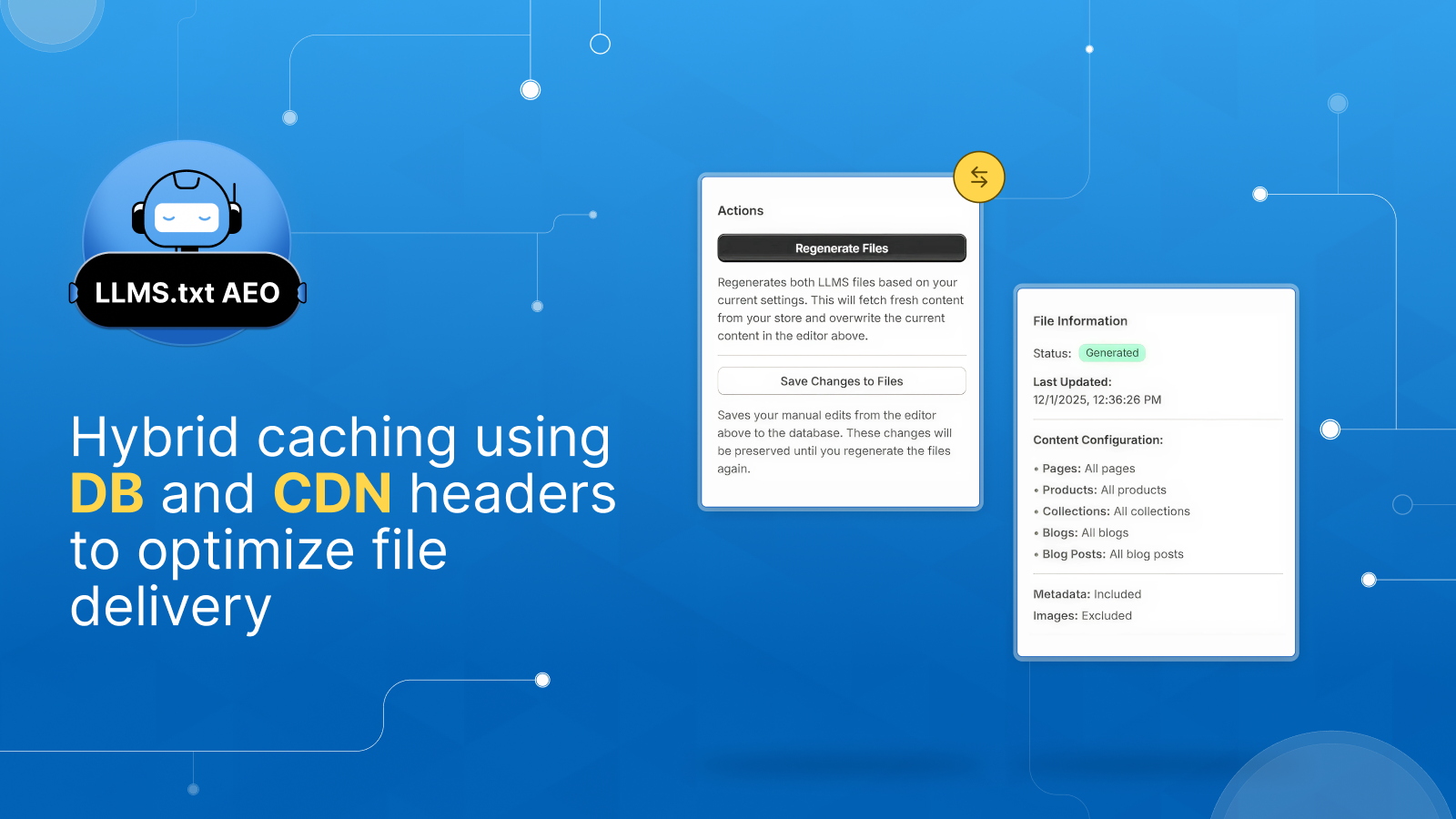 Use hybrid caching (DB, CDN headers) to optimize file delivery