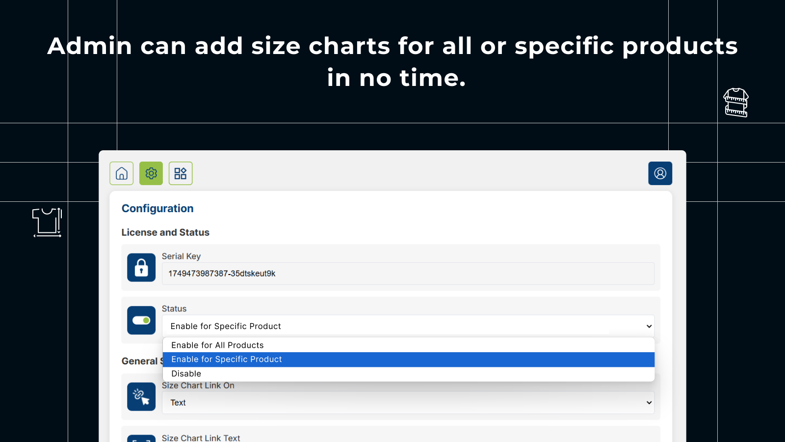 Size charts for specific and common products