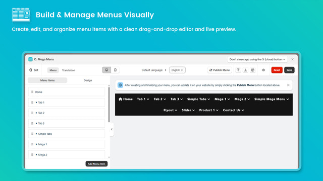 admin menu editor